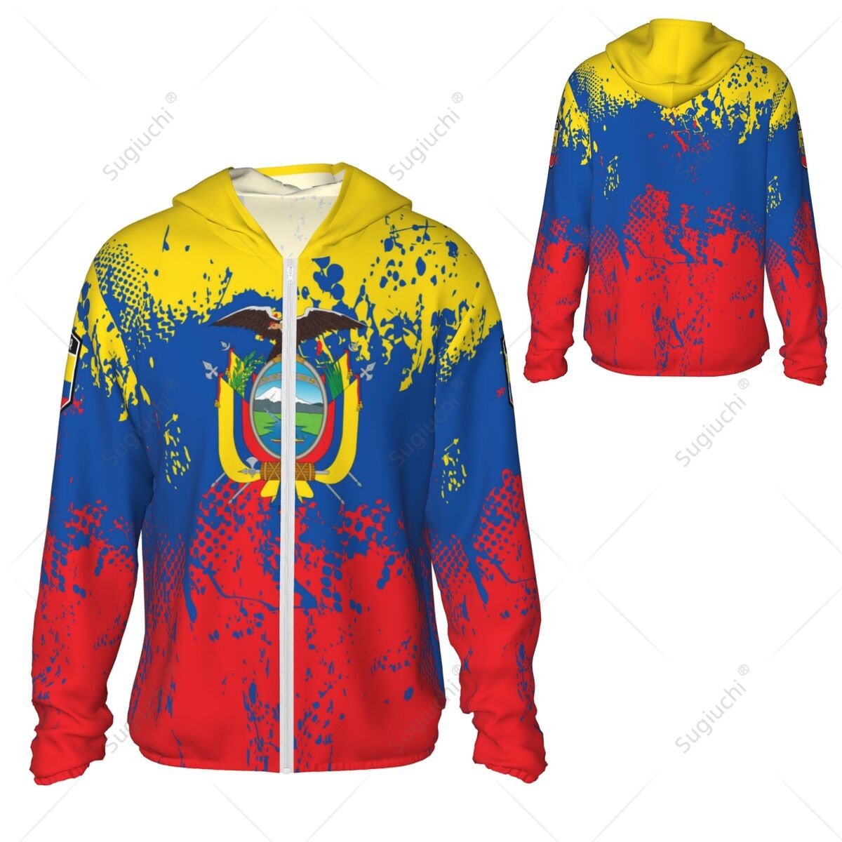Fishing Hoodie - Ecuador Vlag Zonbeschermende hoodie Zonnebrandkleding Vissen