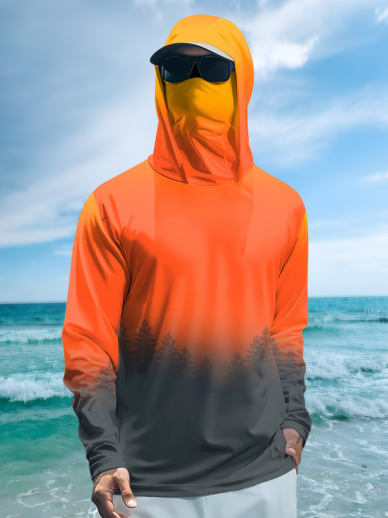 Heren hoodie met gradiënt bosp - Fishing Hoodie recensie en prijs